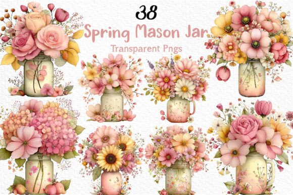 Bringing Spring to Life with Watercolor Spring Mason Jar Clipart PNG