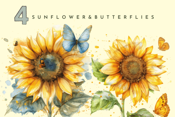 Bringing Warmth to Design with Watercolor Sunflowers Yellow Floral Assets