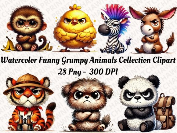 Choosing the Right Watercolor Funny Grumpy Animals Clipart for Your Creative Projects