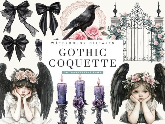 Embracing Dark Romance: The Artistic Potential of Watercolor Gothic Coquette Clipart