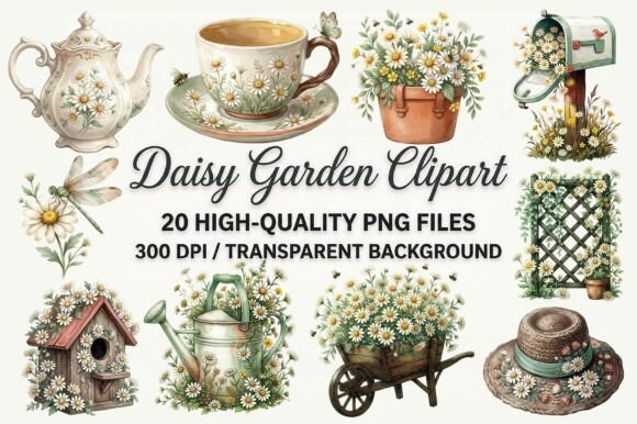 Enhancing Creative Projects with a Watercolor Daisy Garden Clipart Bundle