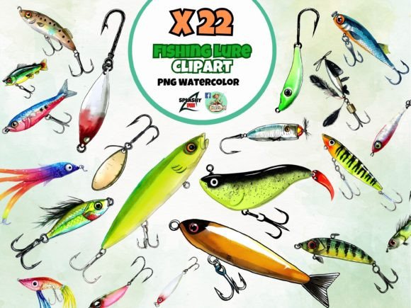 Evaluating Watercolor Fishing Lure Clipart for Creative Projects