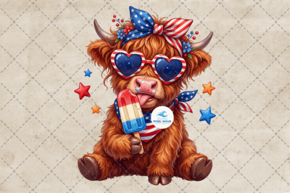 Funny Highland Cow 4th of July PNG Guide