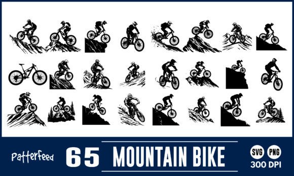 Mountain Bike SVG PNG Silhouette Bundle