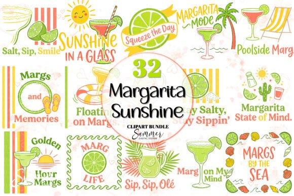 Summer Margarita Lime Sunshine Clipart