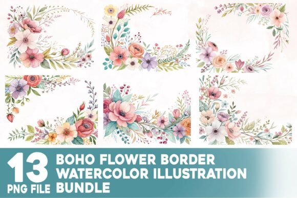 Unlocking Creative Potential with the Boho Flower Border Watercolor Bundle