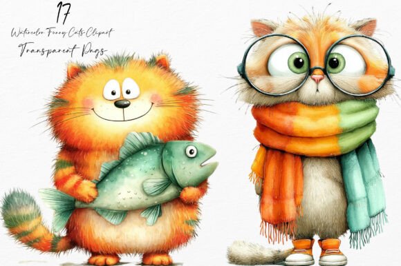 Unlocking Creativity with Watercolor Funny Cats Clipart
