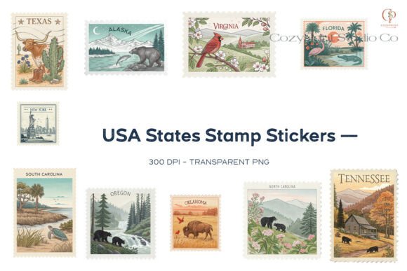 USA States Stamp Stickers Set 2: Creative Guide