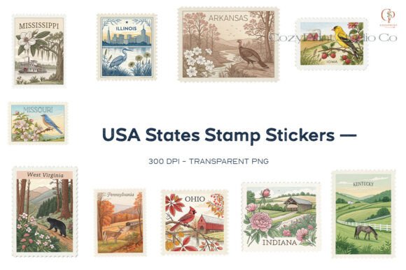 USA States Stamp Stickers Set 4 Guide